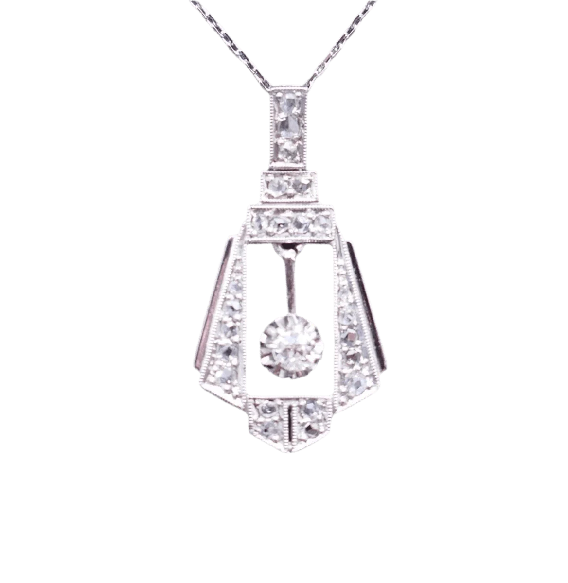 Collier Pendentif en platine et diamants - Image 3
