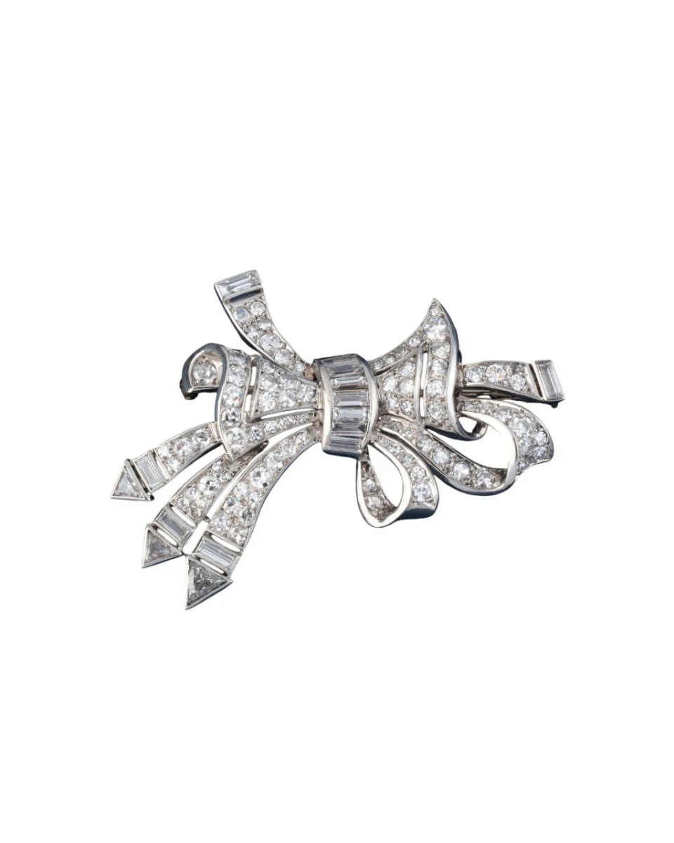Broche Noeud en or et diamants, année 1930