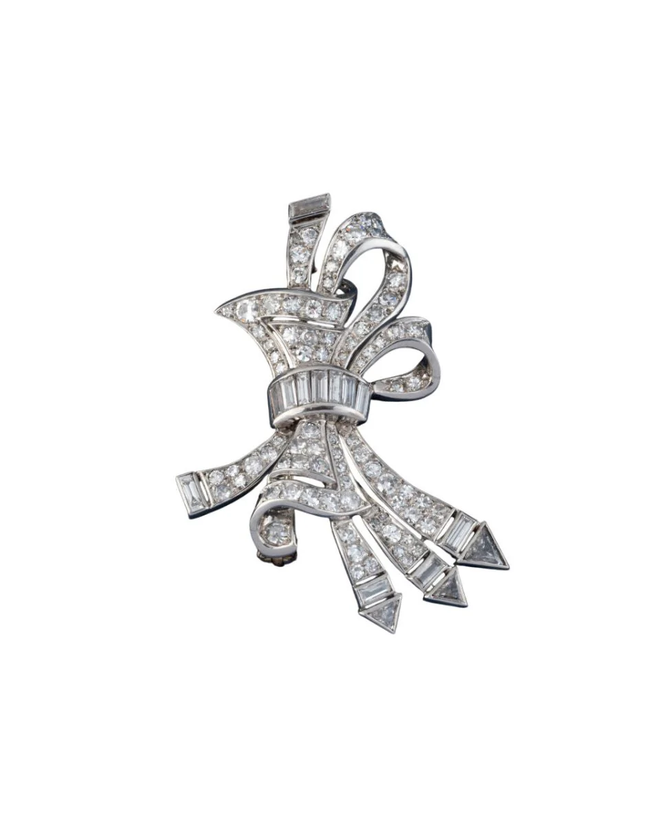 Broche Noeud en or et diamants, année 1930 - Image 2