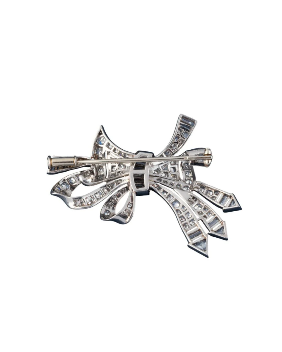 Broche Noeud en or et diamants, année 1930 - Image 3