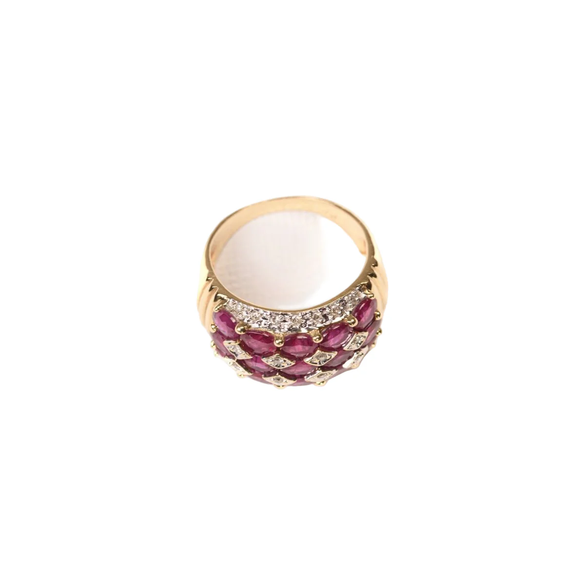 Bague Bandeau en or jaune rubis et diamants - Image 4