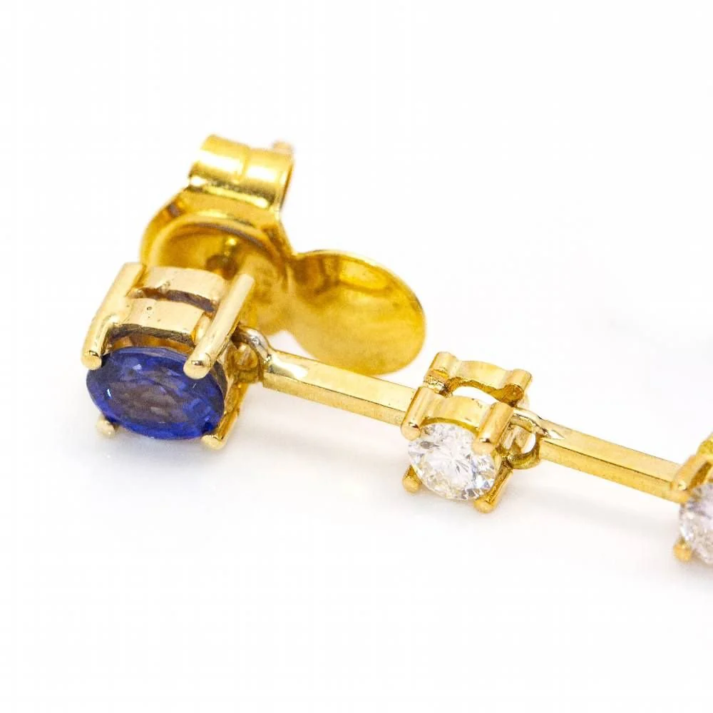 Boucles d'oreilles en or jaune, saphirs et diamants - Image 4