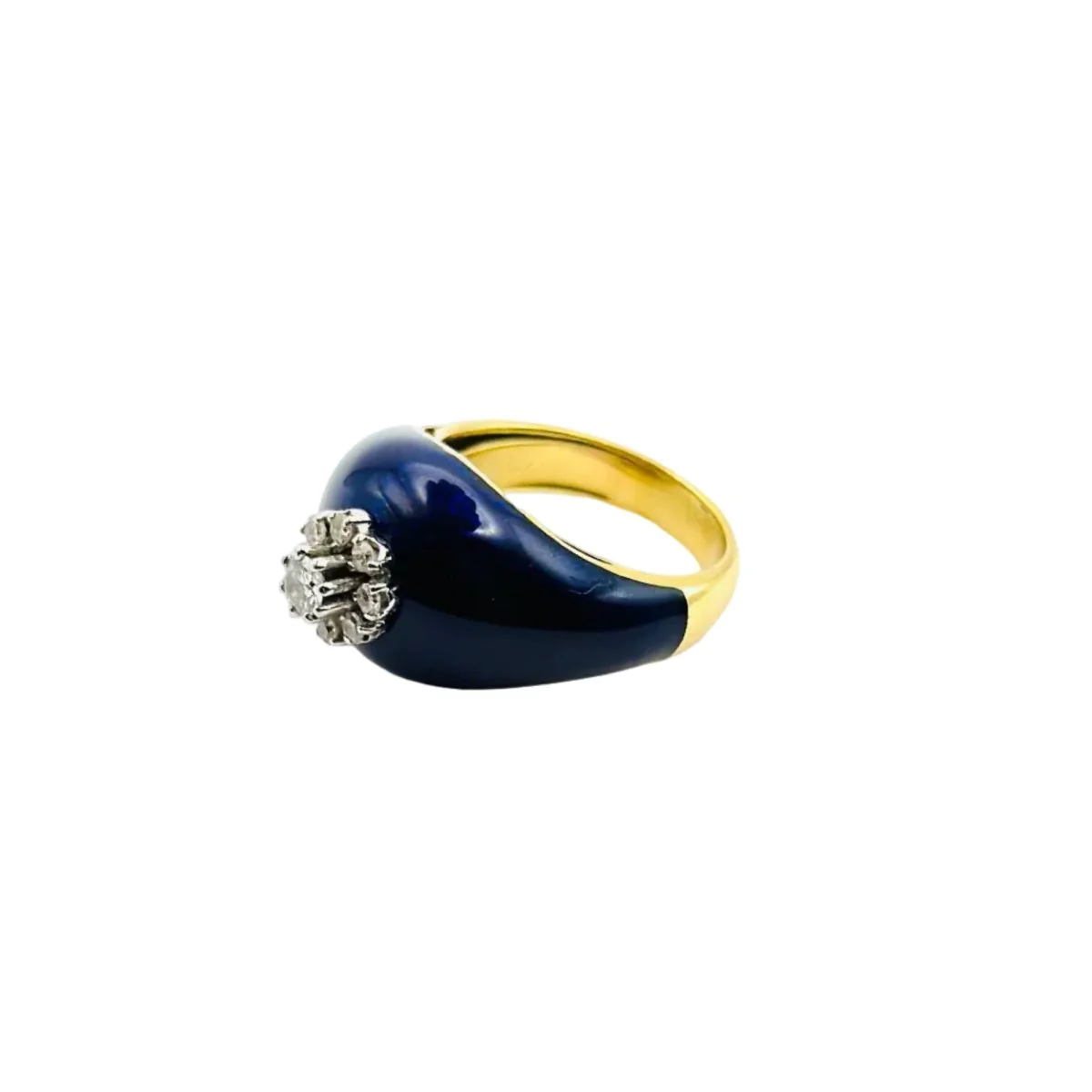 Bague Dôme en or jaune, émail, et diamants - Image 3