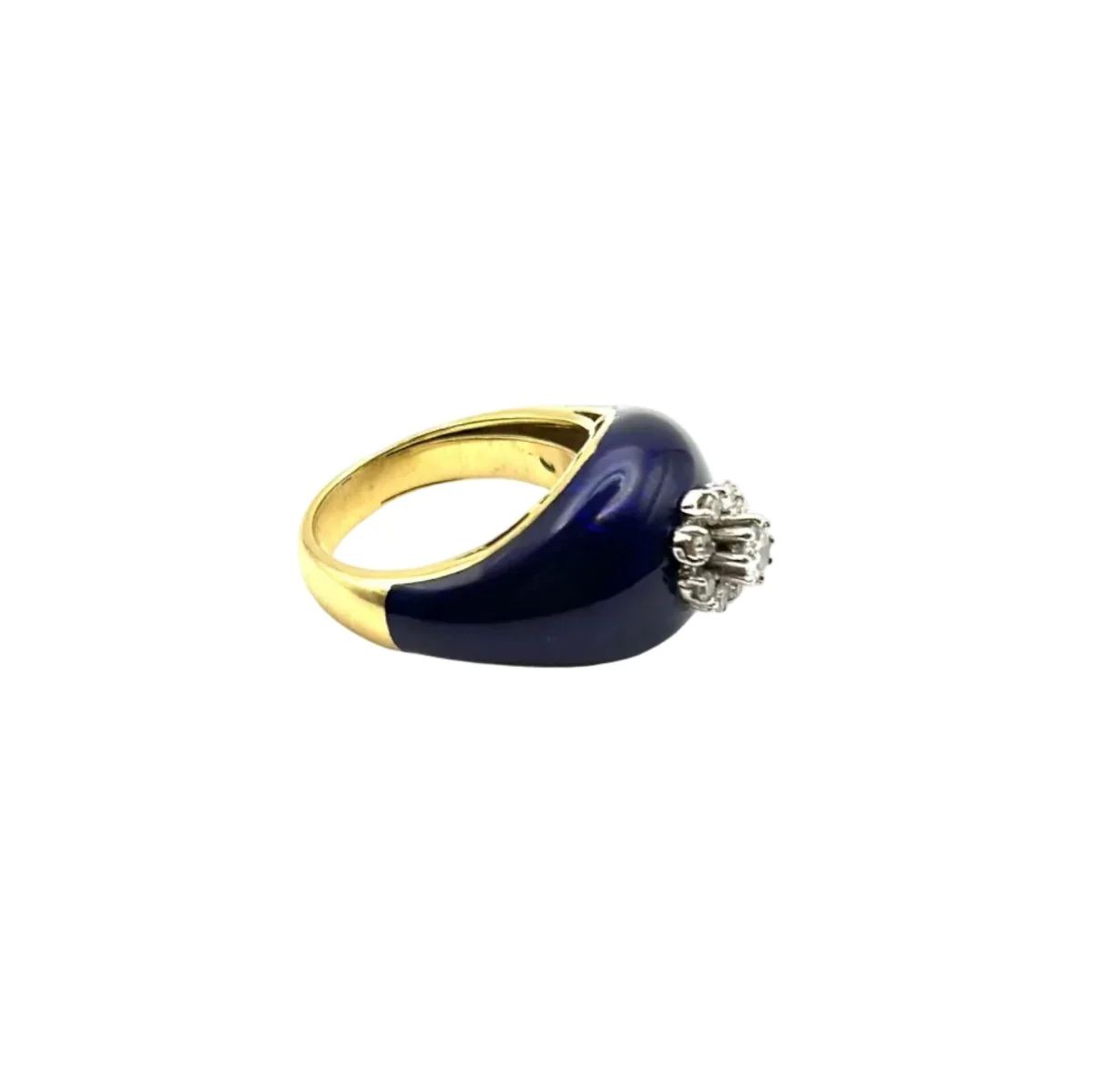 Bague Dôme en or jaune, émail, et diamants - Image 5