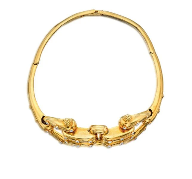 Collier Ras de Cou en or jaune et diamants