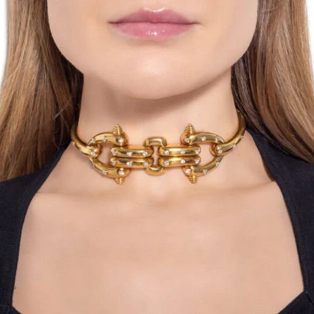 Collier Ras de Cou en or jaune et diamants - Image 2