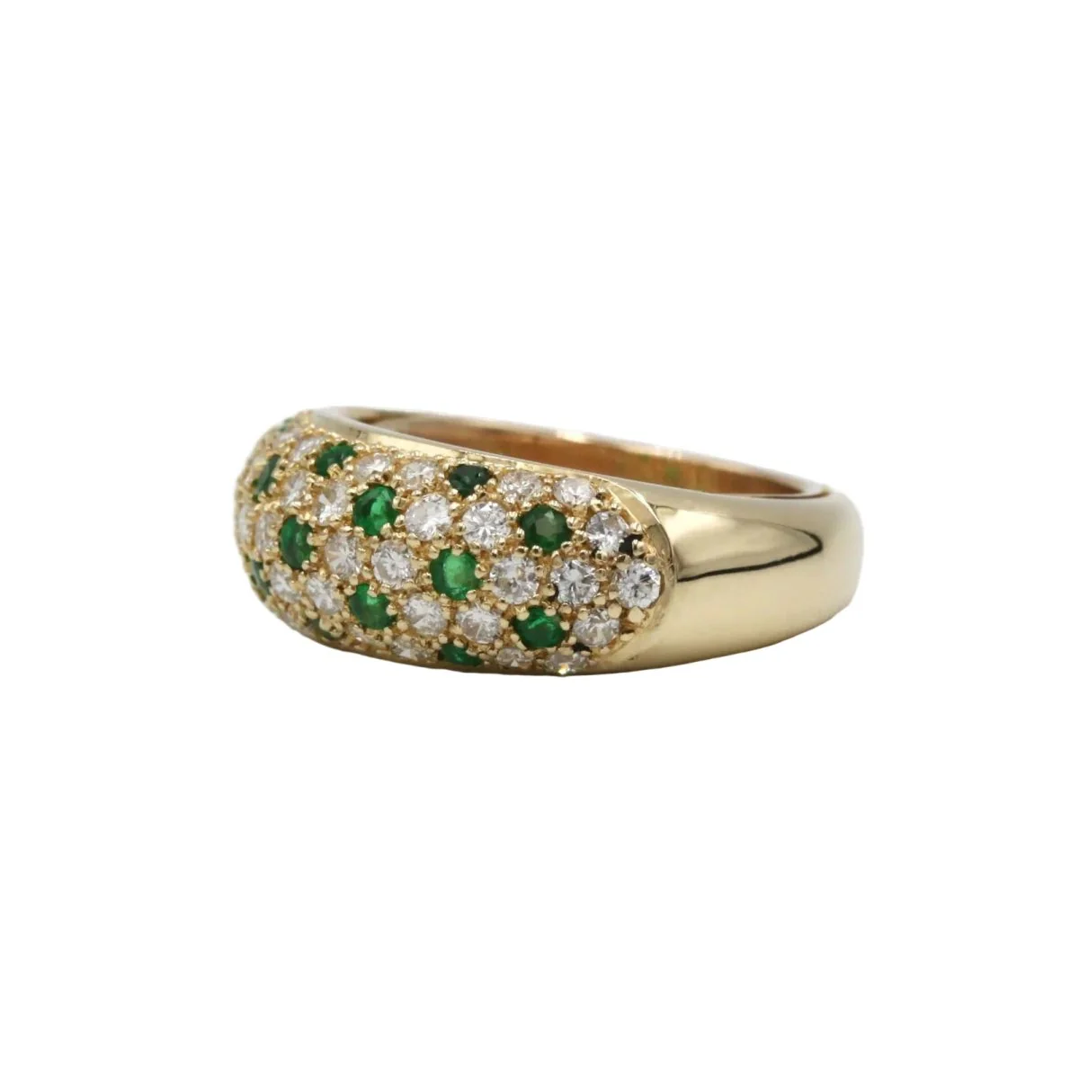 Bague Jonc en or jaune, émeraudes et diamants - Image 2