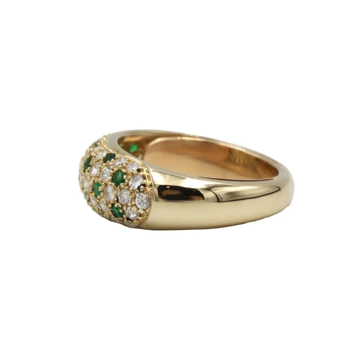Bague Jonc en or jaune, émeraudes et diamants - Image 3