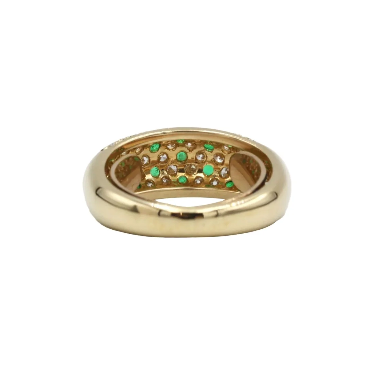 Bague Jonc en or jaune, émeraudes et diamants - Image 4