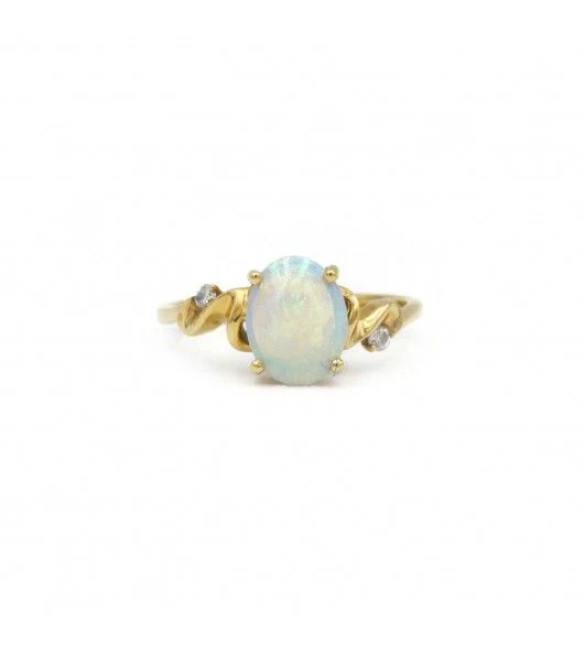 Bague - Or. Opale et Diamants