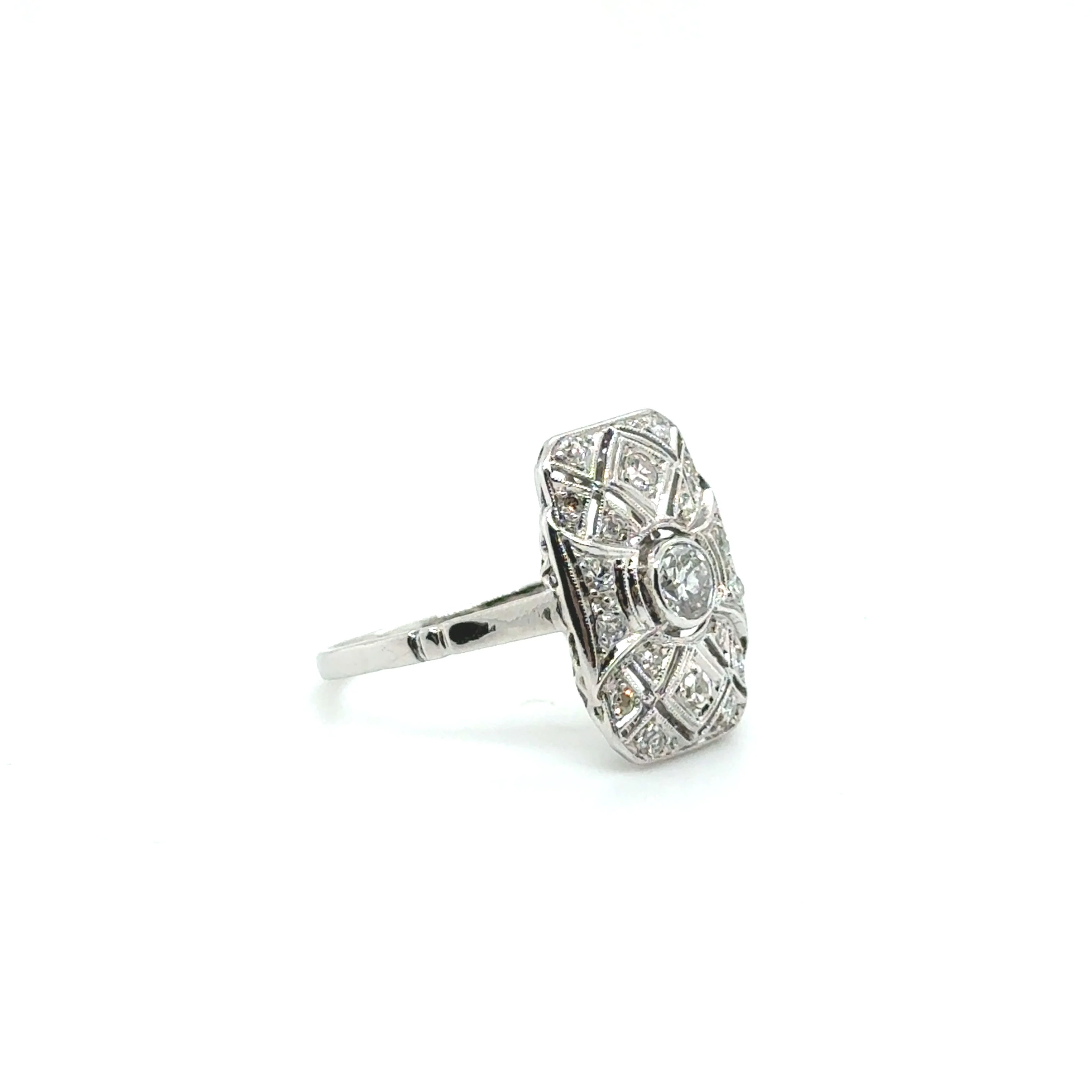 Art déco - Bague Platine et Diamants - Image 6