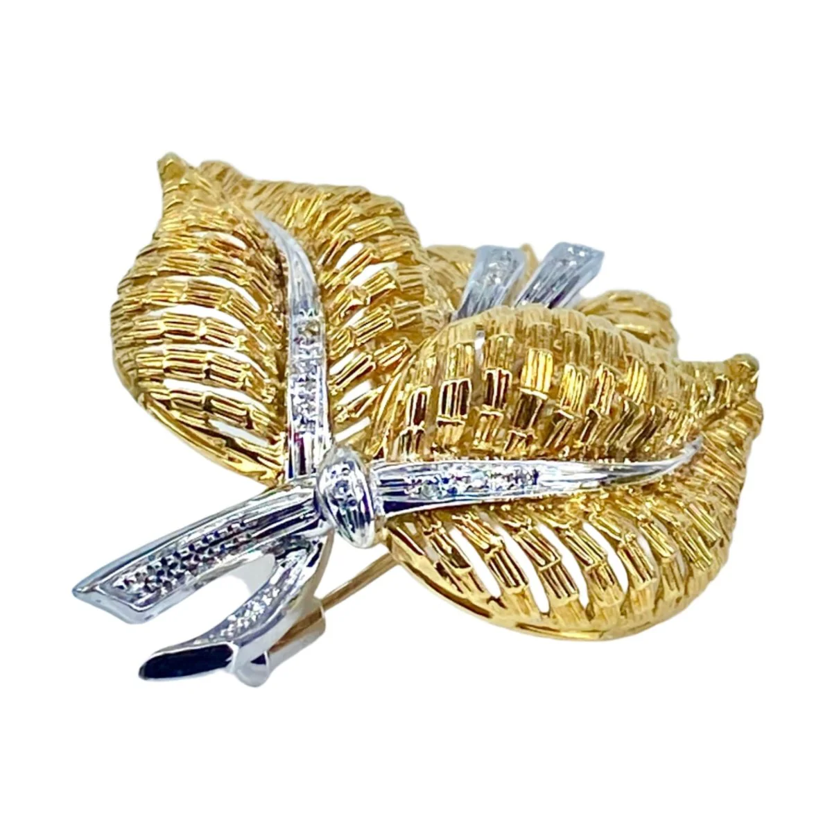Broche Feuille en or jaune et diamants - Image 4