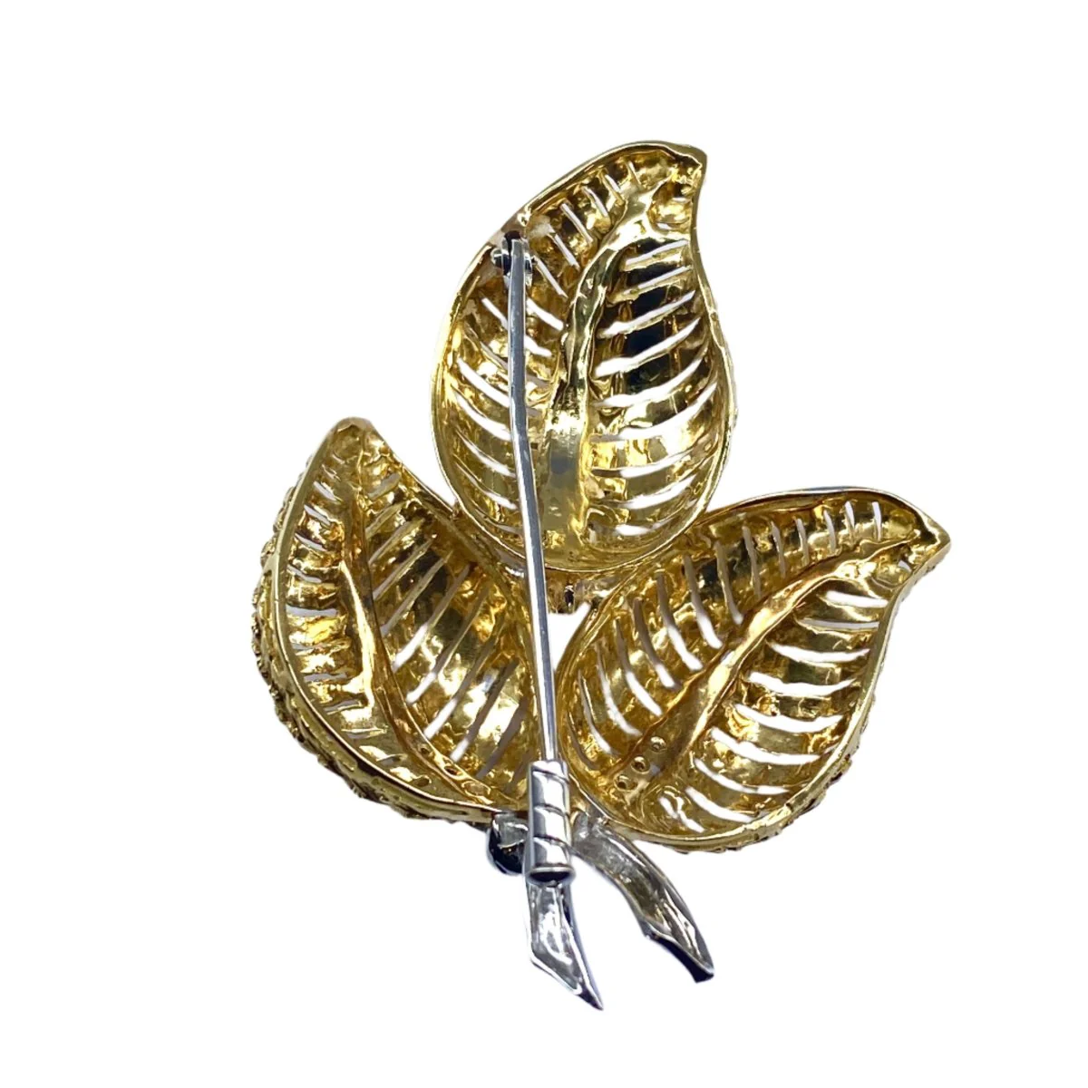Broche Feuille en or jaune et diamants - Image 6