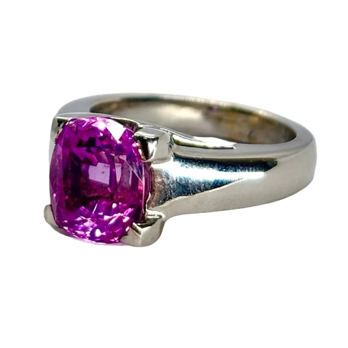 Bague en or blanc et saphir rose - Image 3