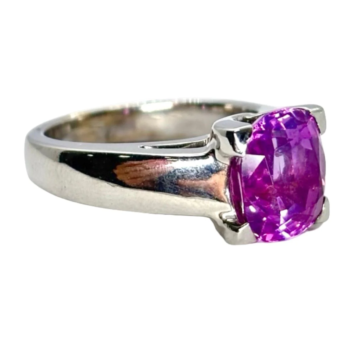 Bague en or blanc et saphir rose - Image 5