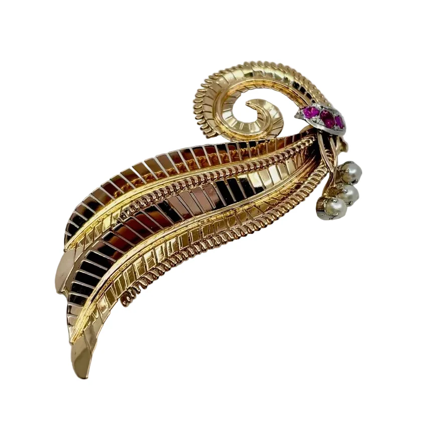 Broche feuille époque 1950 - Image 3