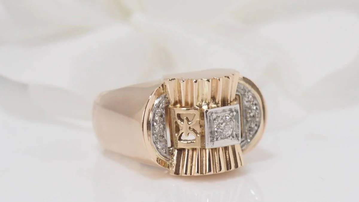 Bague Tank en or jaune et diamants - Image 2