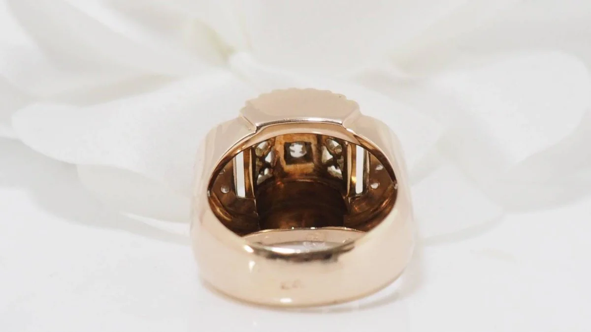 Bague Tank en or jaune et diamants - Image 3