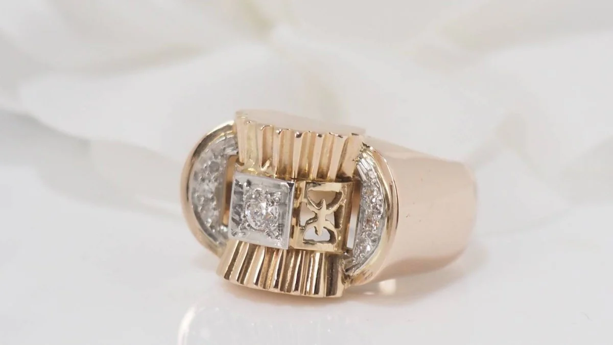 Bague Tank en or jaune et diamants - Image 4