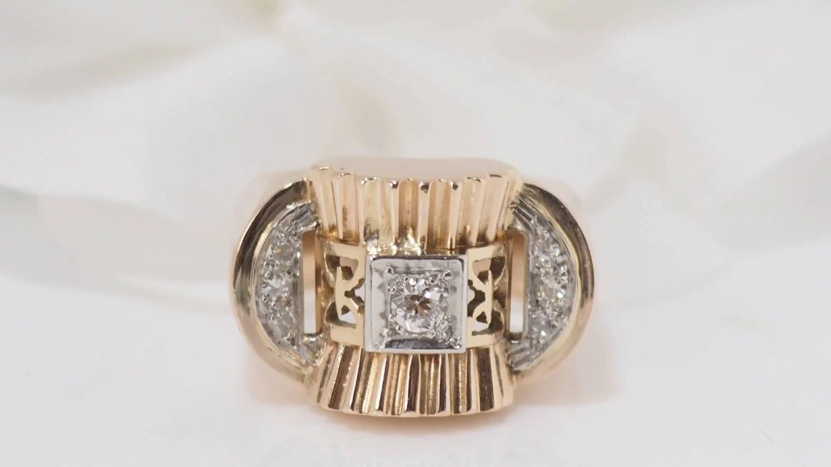 Bague Tank en or jaune et diamants - Image 5