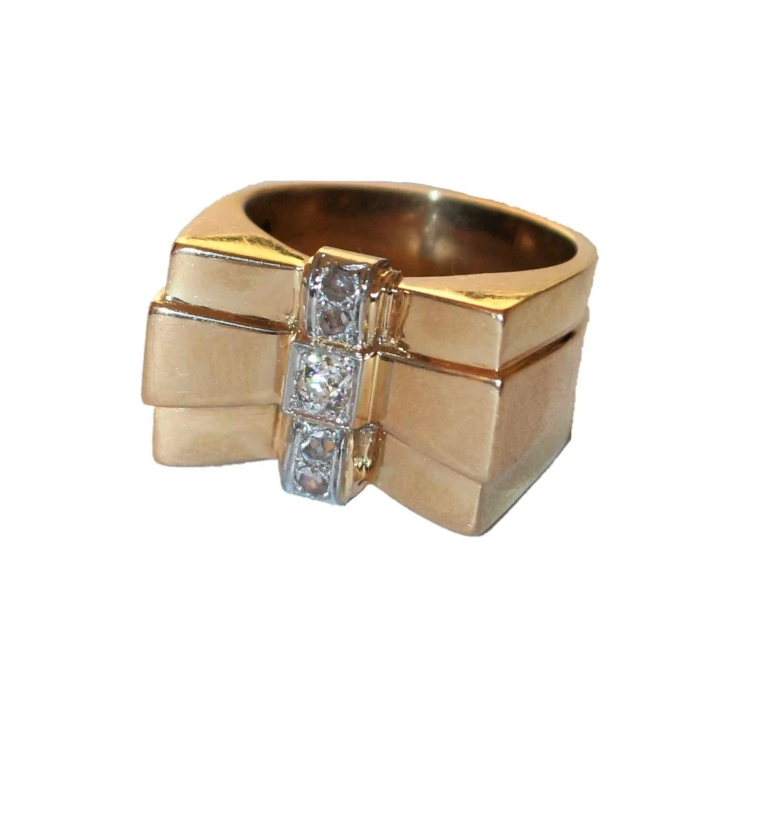 Bague Tank Nœud en or jaune et diamants