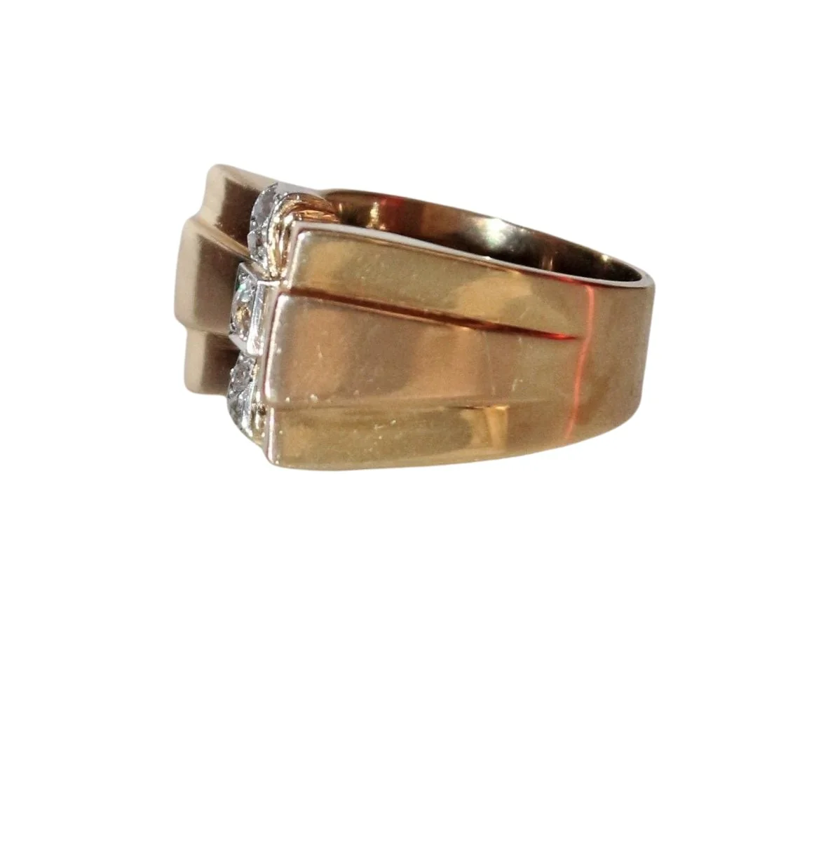 Bague Tank Nœud en or jaune et diamants - Image 5