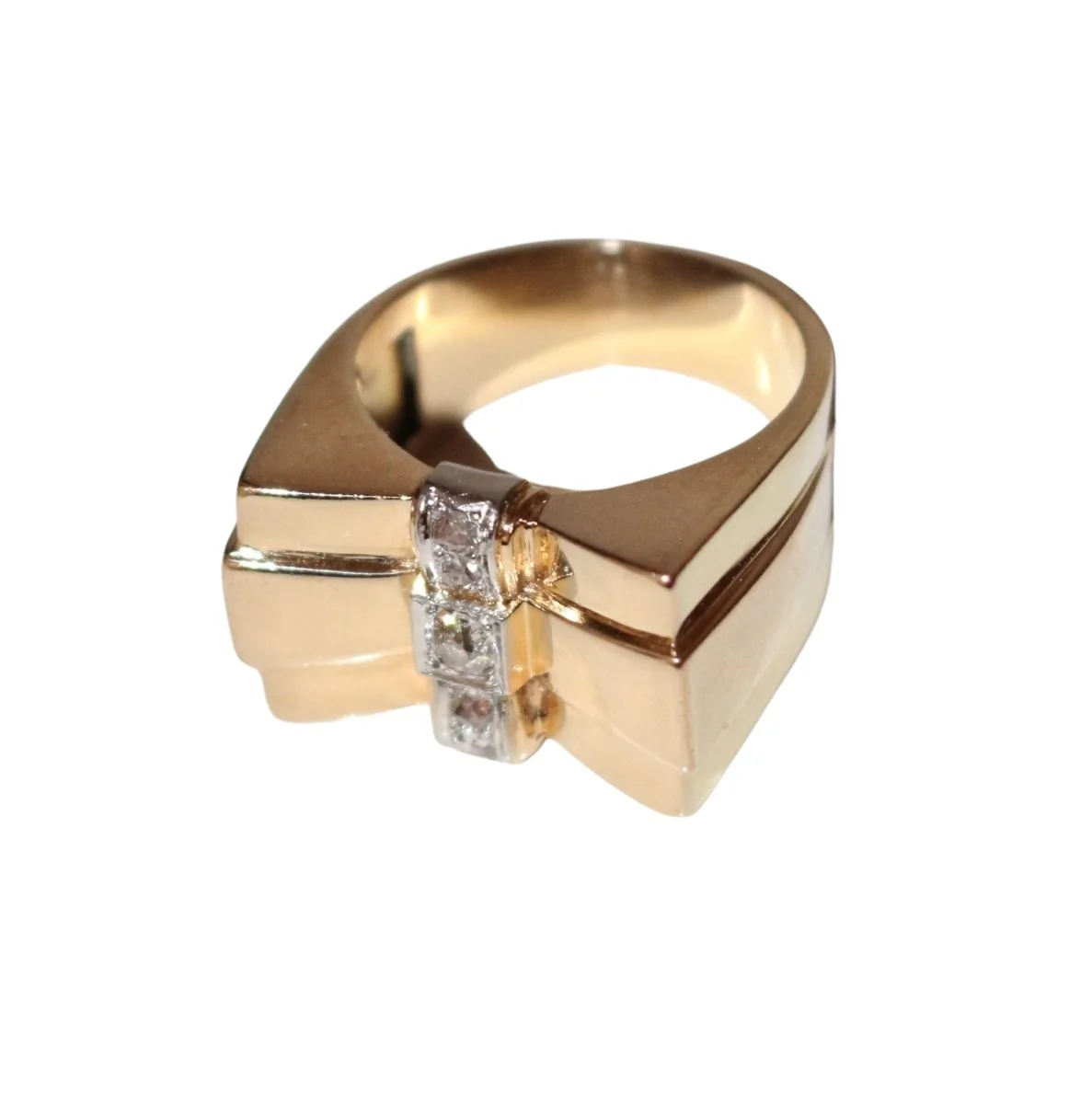 Bague Tank Nœud en or jaune et diamants - Image 6
