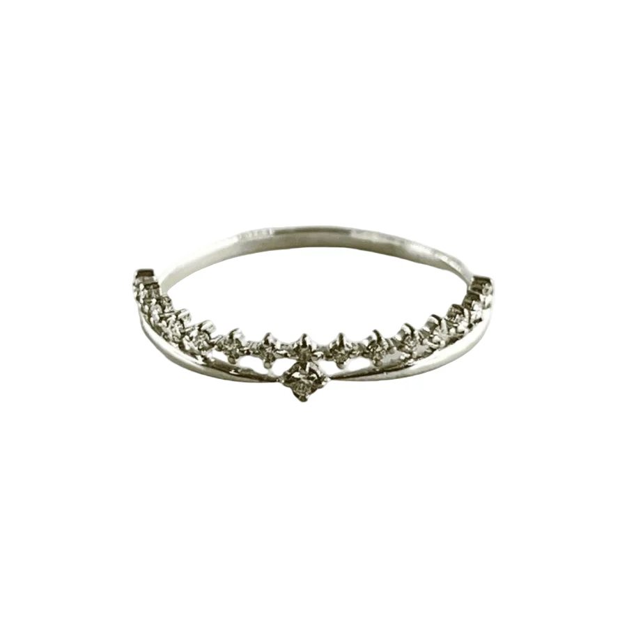Bague alliance or blanc et diamants 0,12 ct