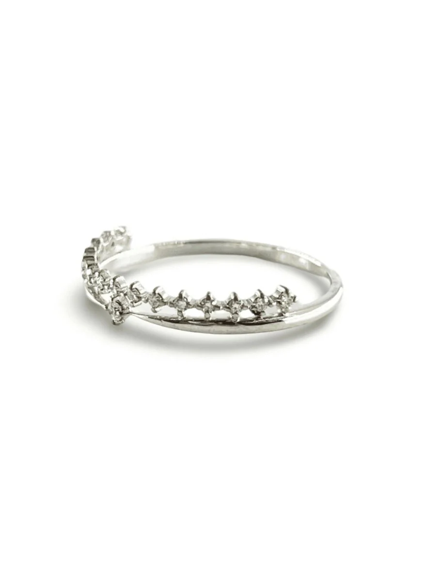 Bague alliance or blanc et diamants 0,12 ct - Image 3
