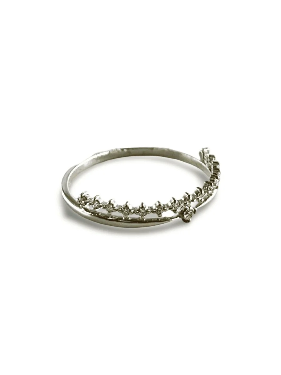 Bague alliance or blanc et diamants 0,12 ct - Image 4