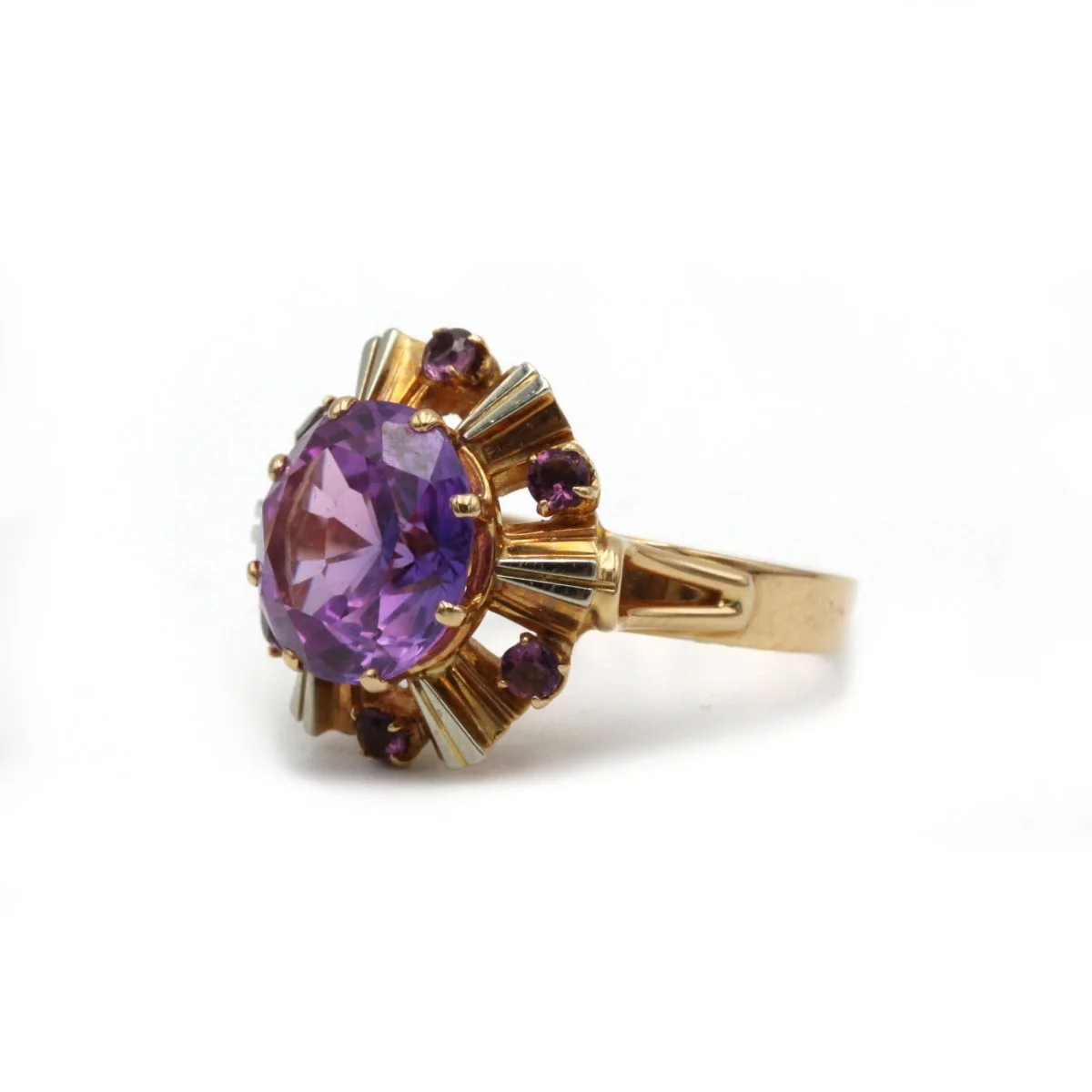 Bague en or jaune et blanc et améthystes - Image 2