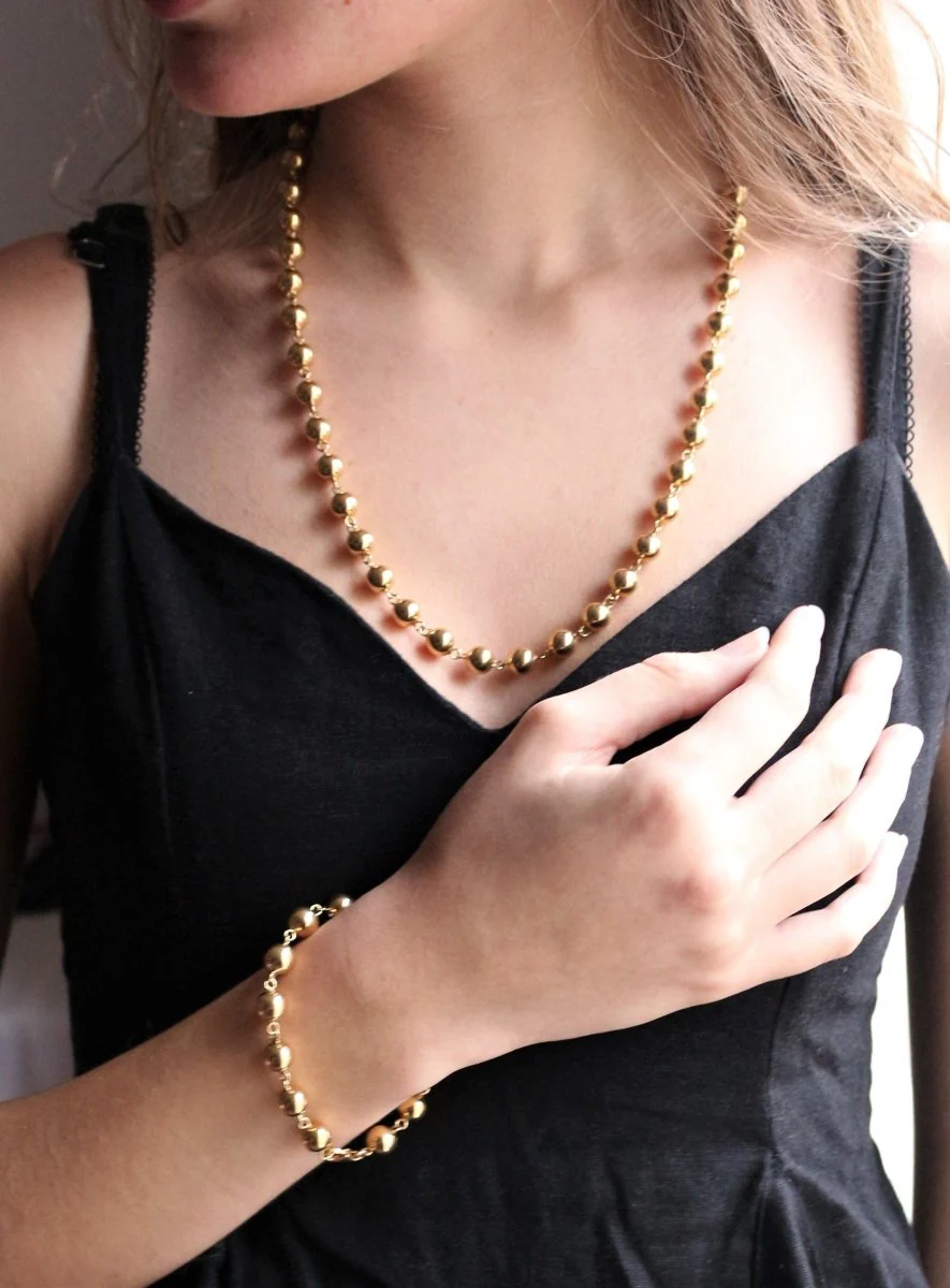 Collier-bracelet boules de Marseille or jaune - Image 5