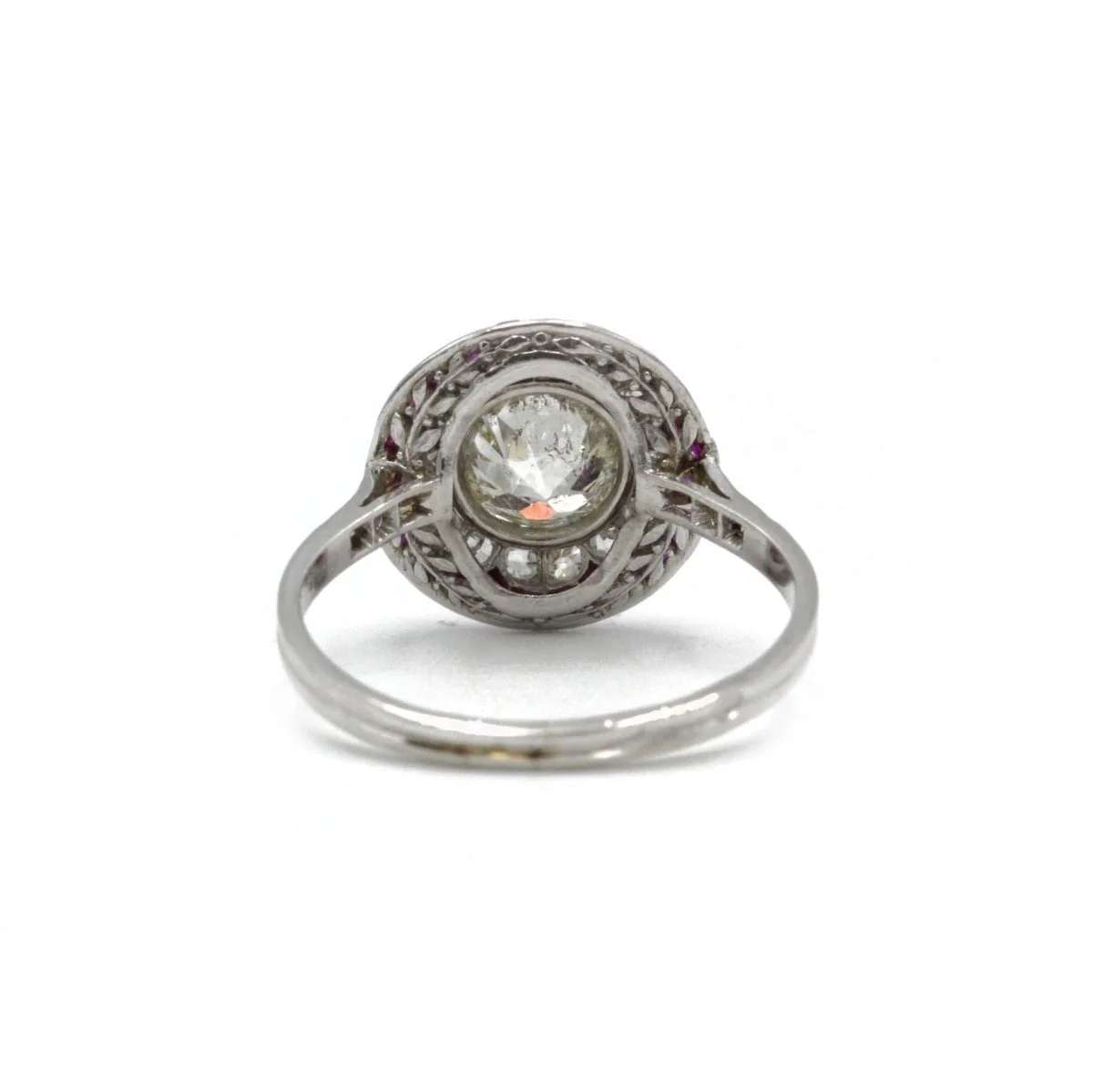 Bague art-deco or 750 et  platine, diamants tailles ancienne et rubis calibrés années 1920 - Image 3