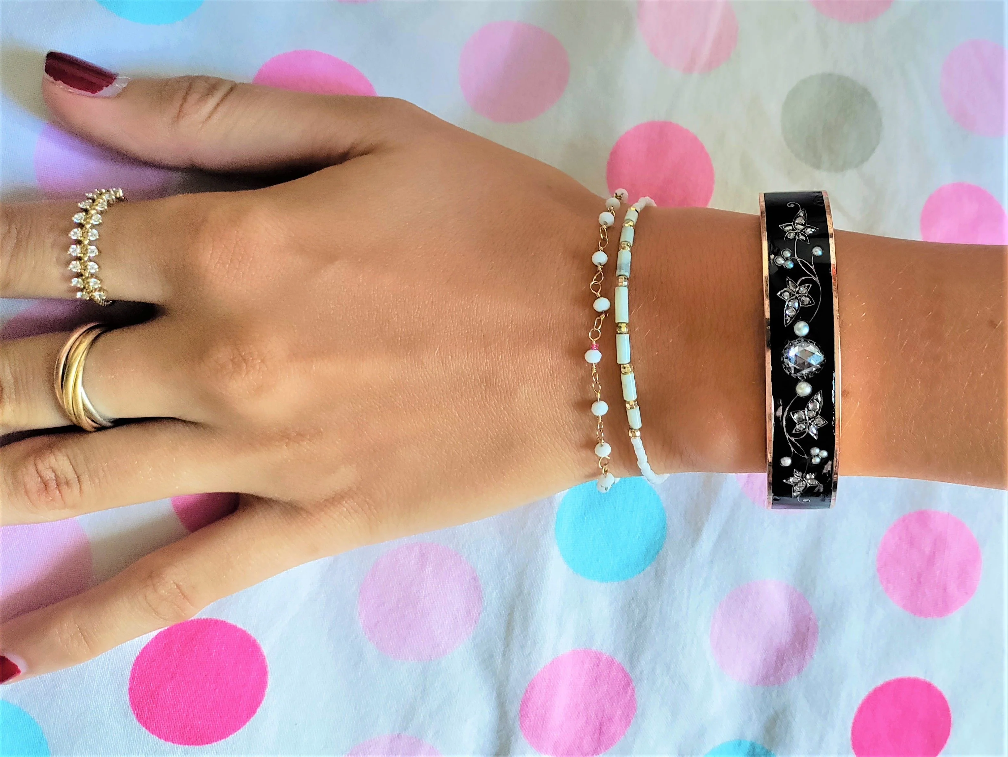 Bracelet Napoléon III Or Rose Et émail Noir - Image 2
