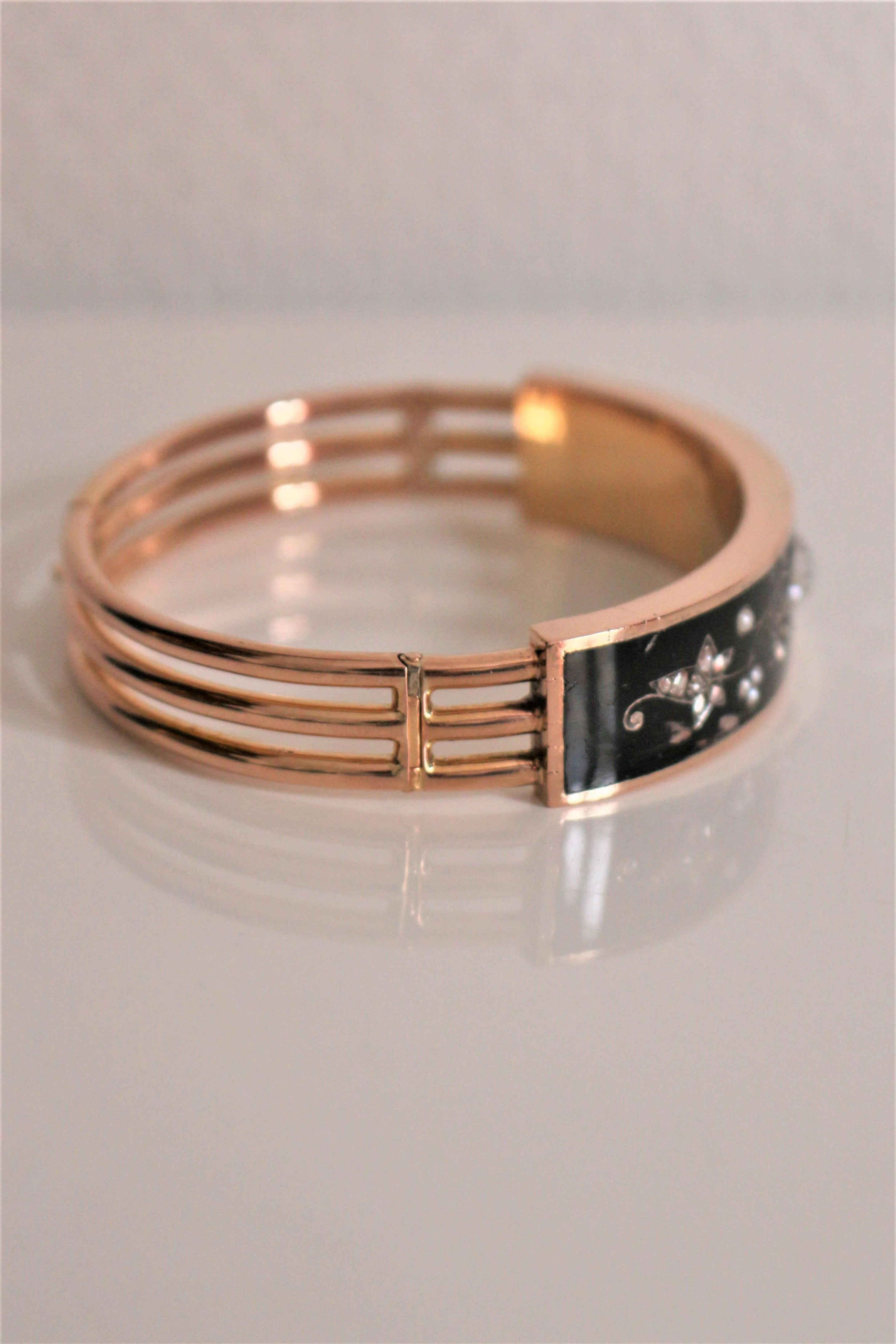 Bracelet Napoléon III Or Rose Et émail Noir - Image 6