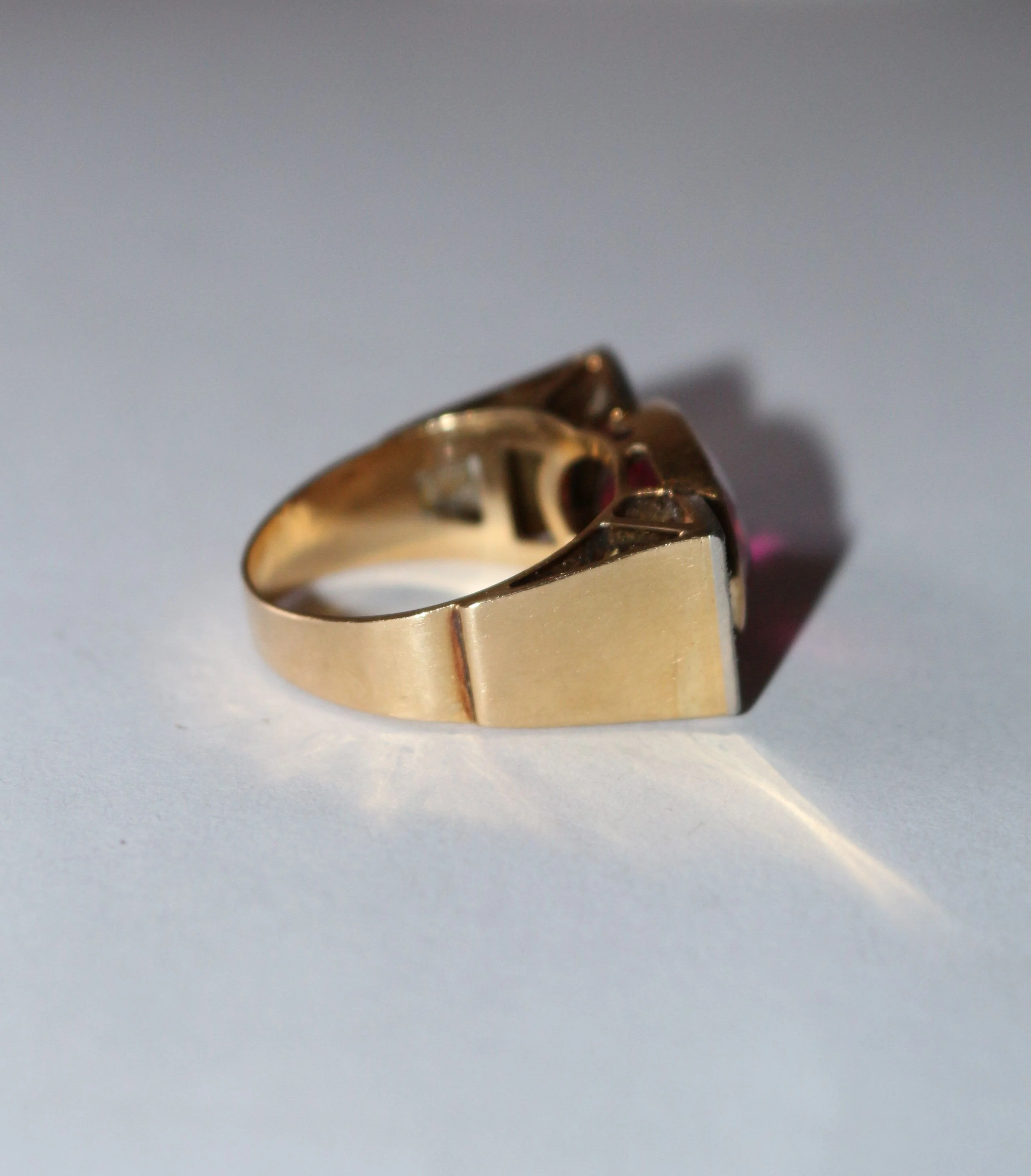 Bague Tank Or Jaune Et Platine, Saphir rose Verneuil Et Diamants - Image 7