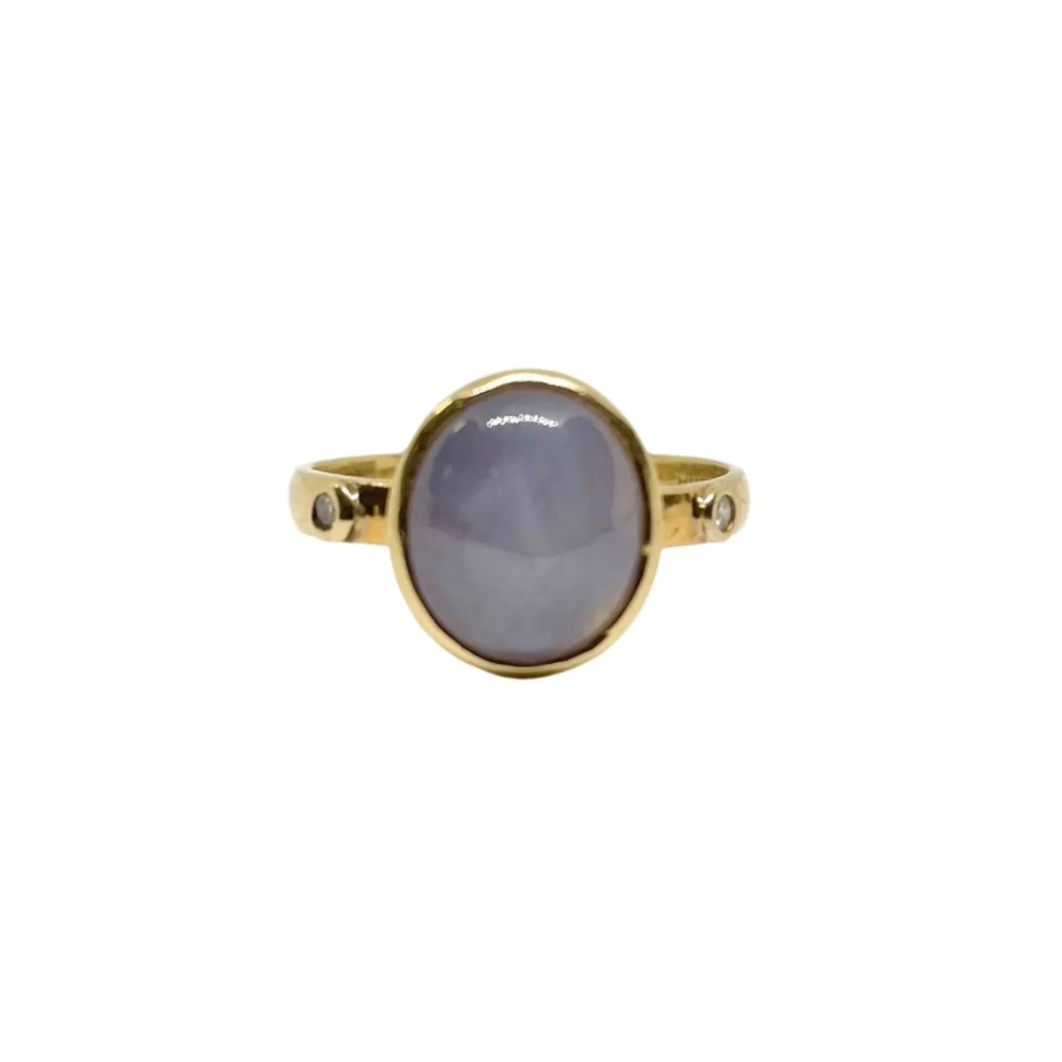 Bague en or jaune, saphir étoilé et diamants - Image 2