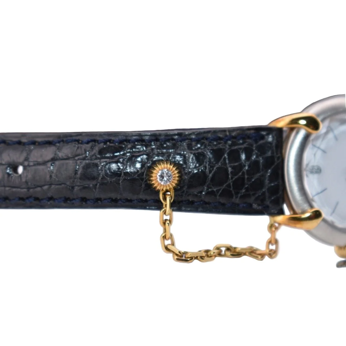 Montre CHAUMET "Élysées" en or jaune, acier, cuir, quartz et diamant - Image 5
