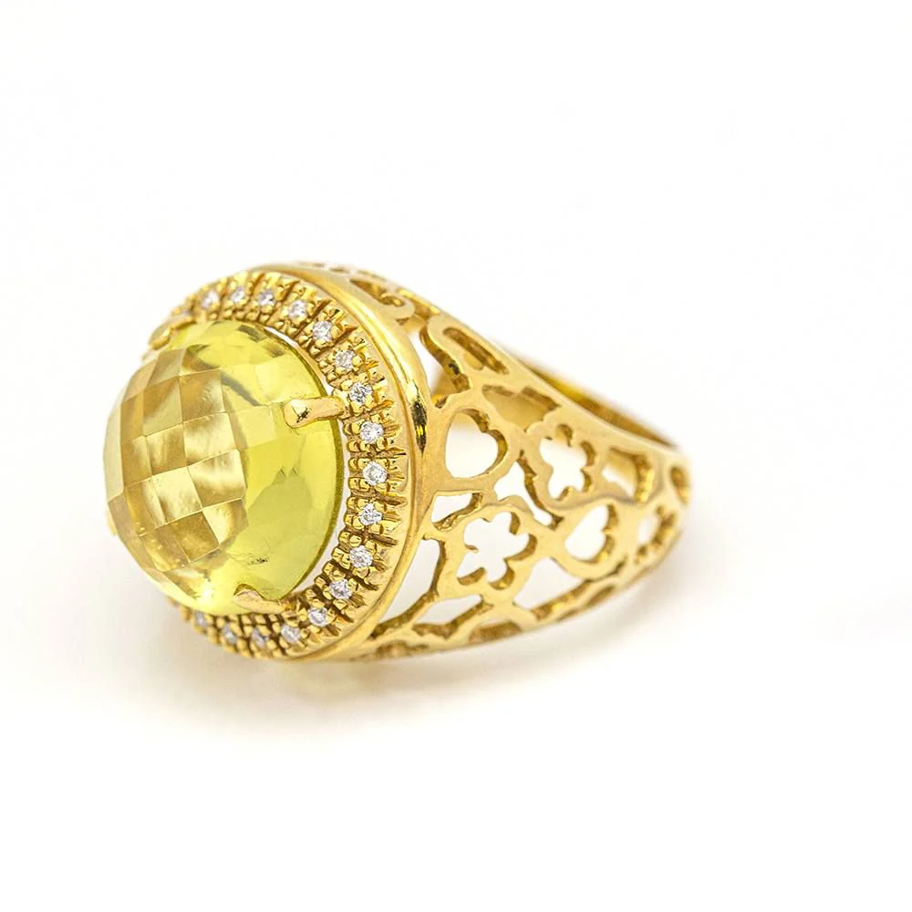 Bague en diamant et quartz citron - Image 4