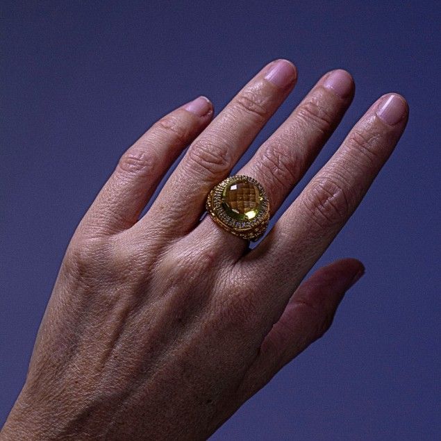 Bague en diamant et quartz citron - Image 7
