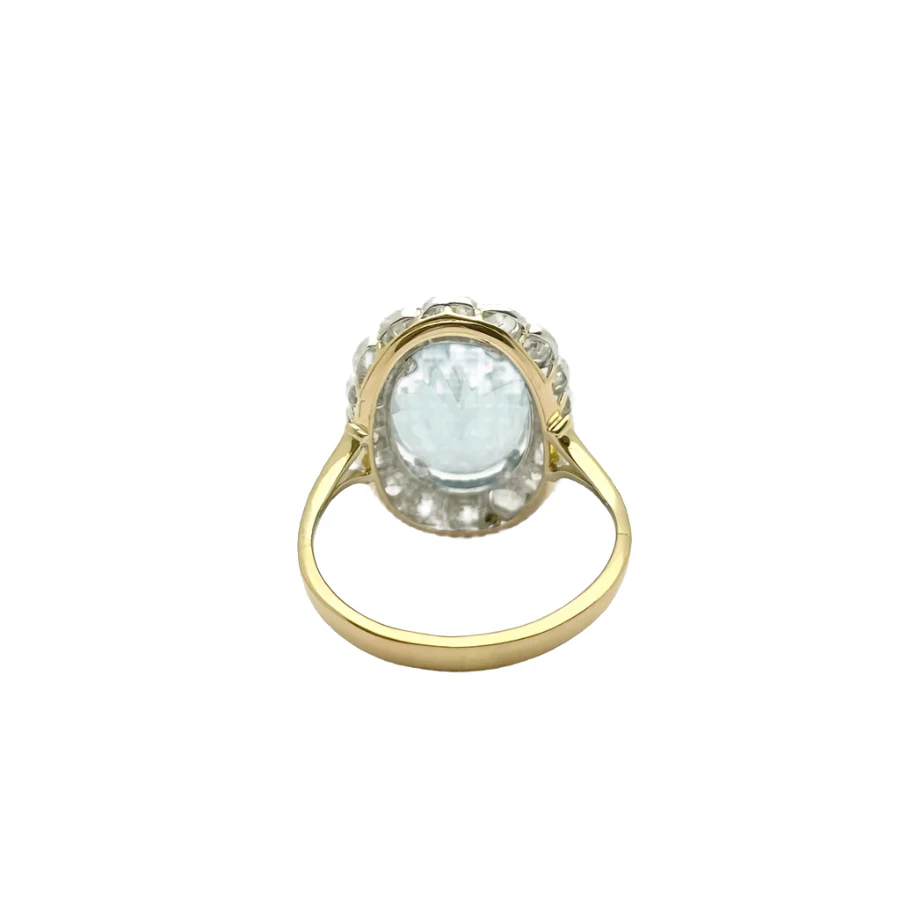 Bague Aigue-marine et diamants en or blanc et jaune - Image 4