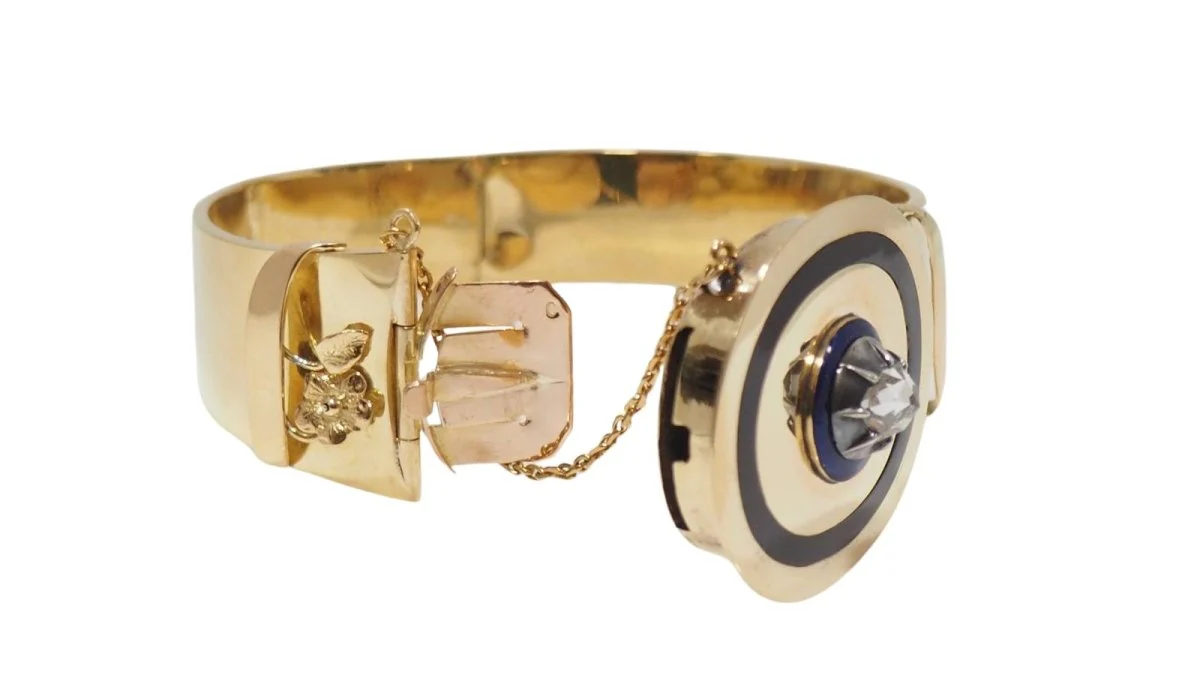 Bracelet en or jaune, émail et diamants - Image 3