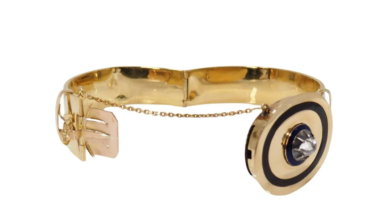 Bracelet en or jaune, émail et diamants - Image 4