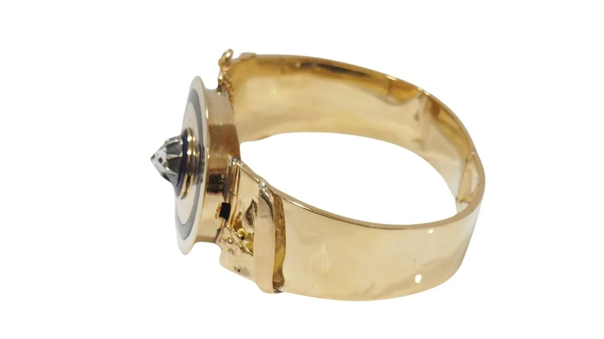Bracelet en or jaune, émail et diamants - Image 6