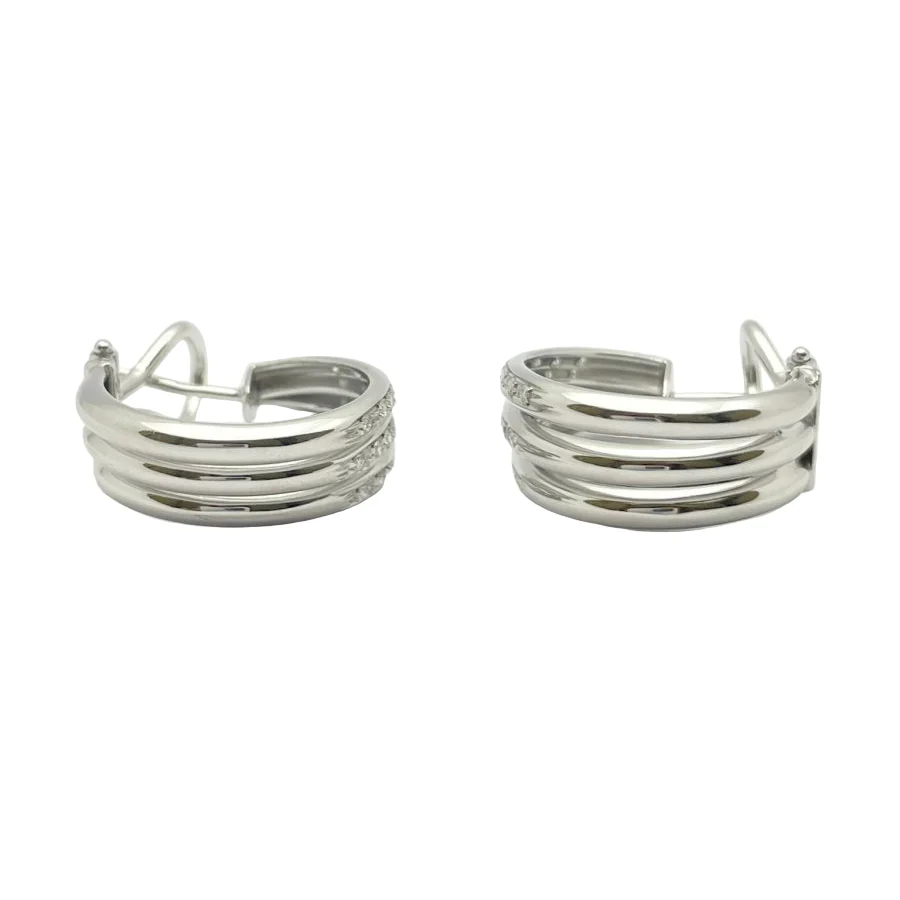 Boucles d'oreilles Créoles en or blanc et diamants