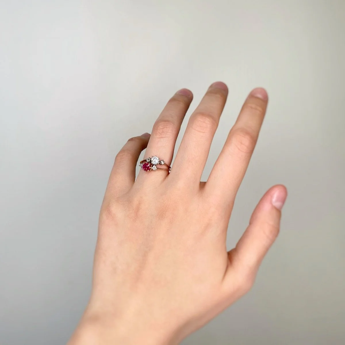 Bague - Or, Platine, Rubis, diamants - Image 4