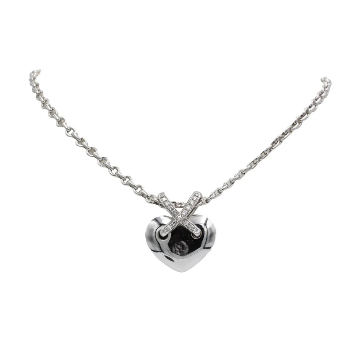 Collier Ras de Cou CHAUMET "Coeur Lien" en or blanc et diamants