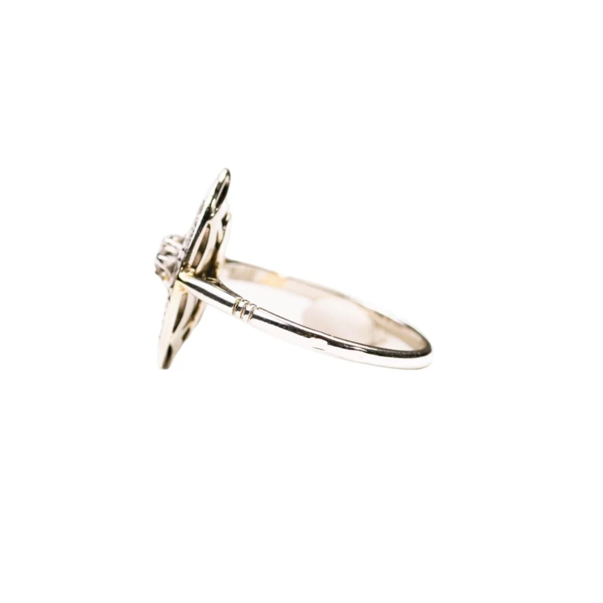 Bague Marquise en platine et diamants - Image 3