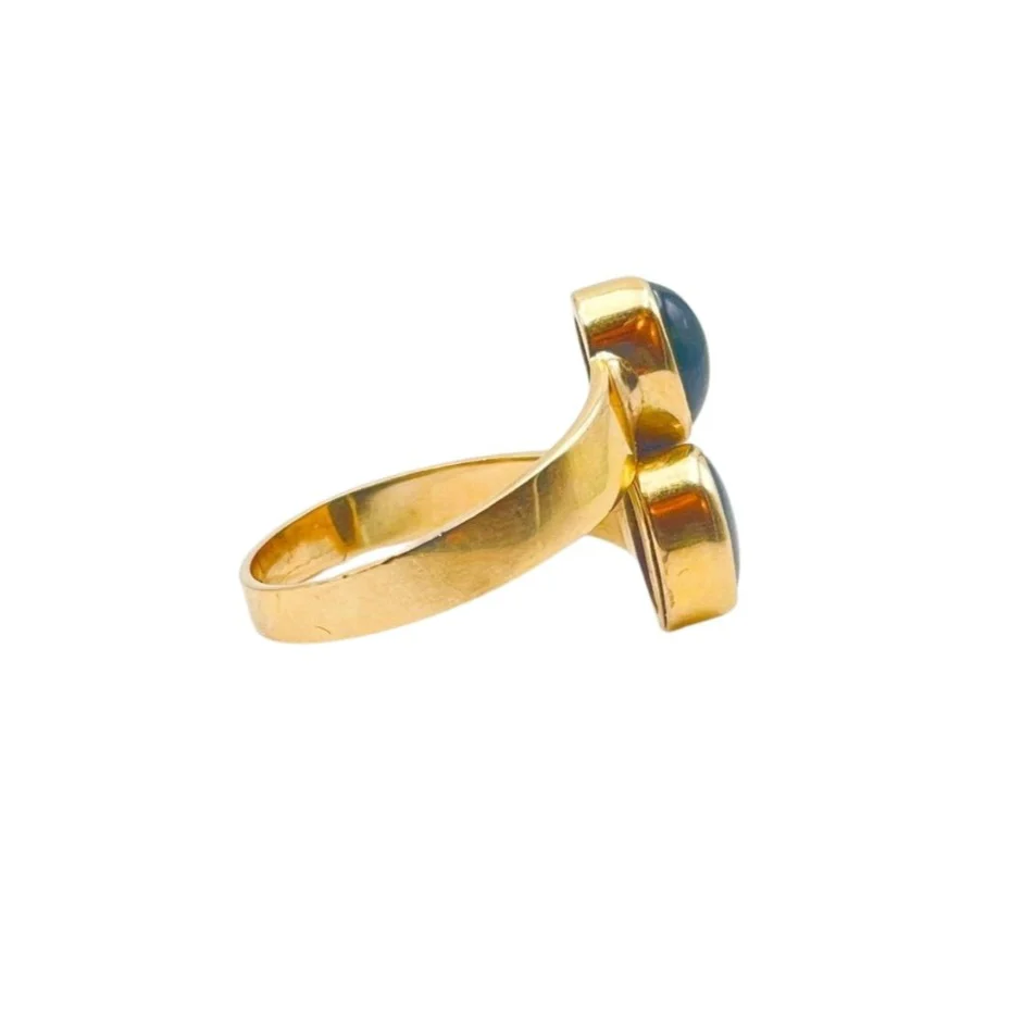 Bague Toi et Moi en or jaune et saphirs - Image 3