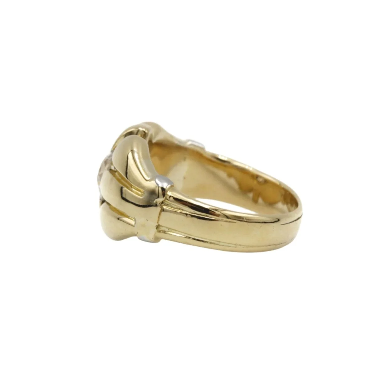 Bague Chevalière en or jaune et diamant - Image 3